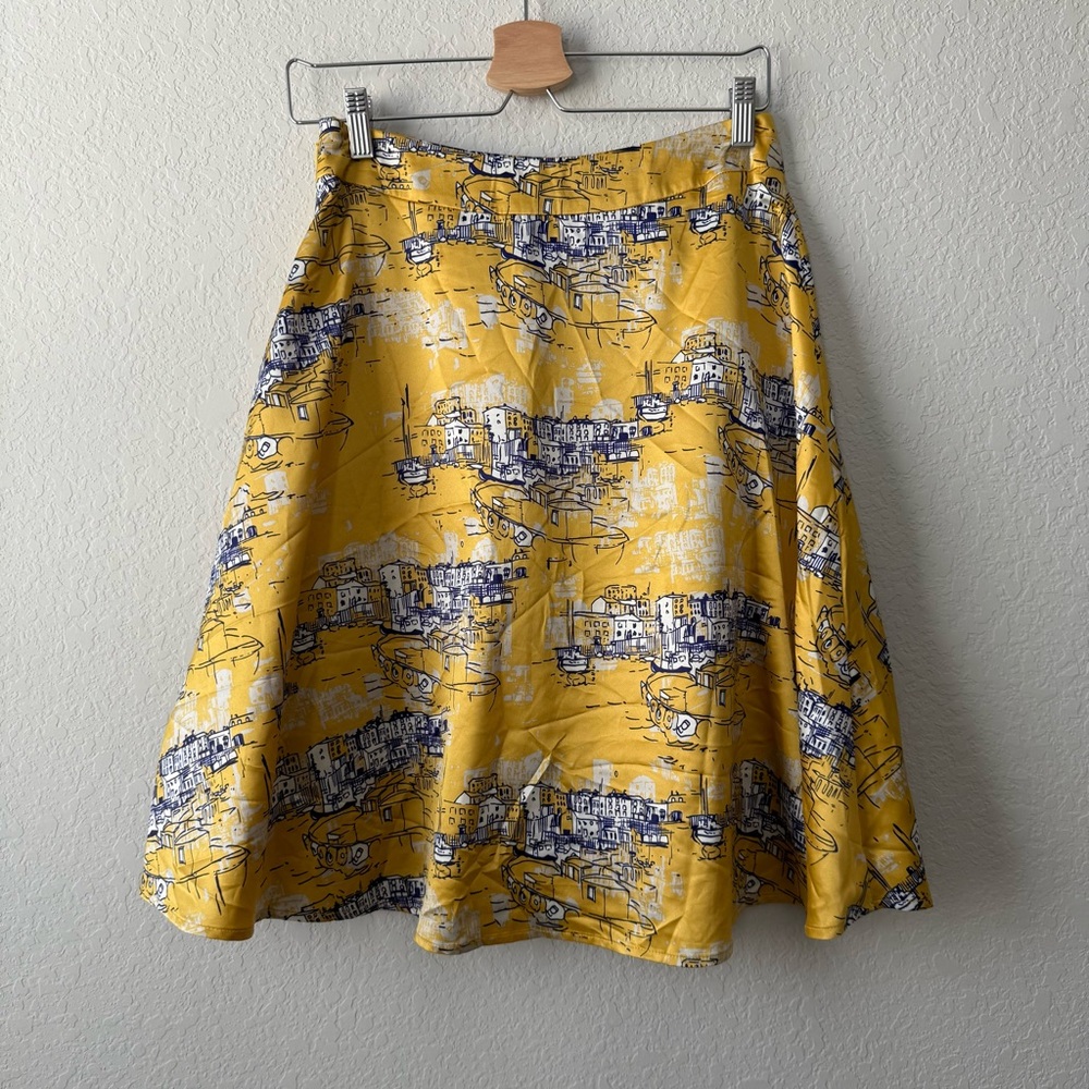 NWT Yellow Skirt with Venice Print from The Limited
